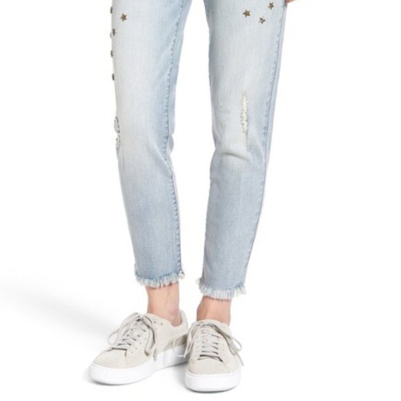 STS BLUE New Taylor Tomboy Star Studded Raw Hem Ankle Jeans Blue NWT Women's 32 - Picture 8 of 17